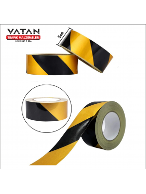 SARI-SİYAH REFLEKTİF BANT 5 cm X 46 Metre